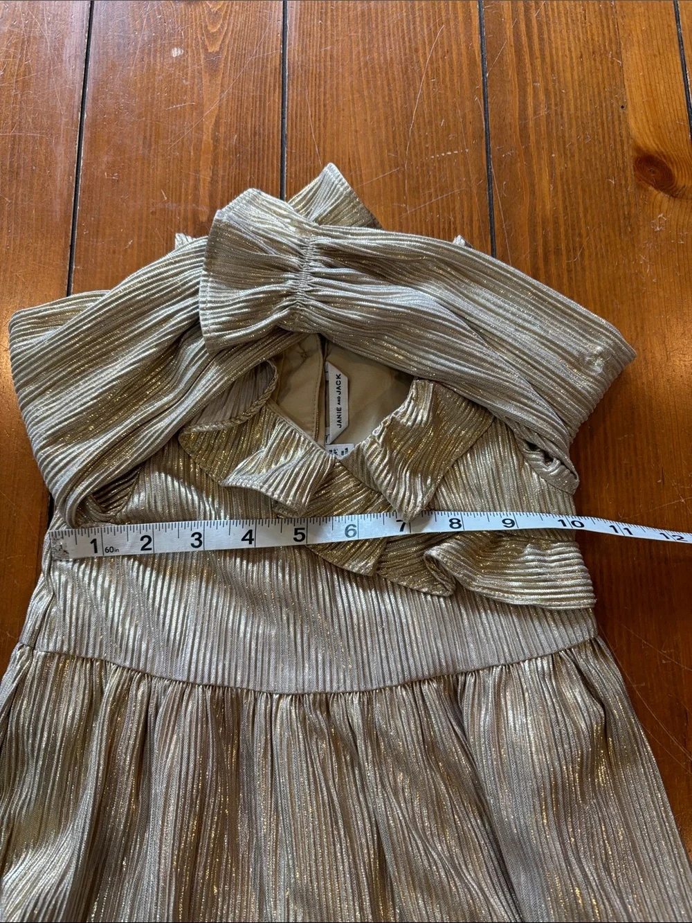 Janie and Jack Gold Metallic Ruffle Party Dress Size Girls 18-24 Months EUC